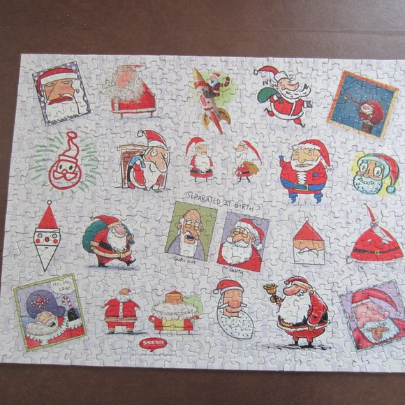 Springbok Shoebox Vintage 500 piece Puzzle Whimsical Santa Clauses 18x23-1/2" - Picture 2 of 7